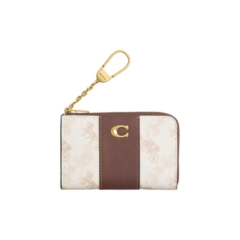 COACH Leather Key Pouch Women's Brass Plated Top With Flow Control-0