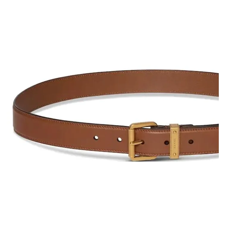 GUCCI Leather Belts Women's Brown Width 3CM-1