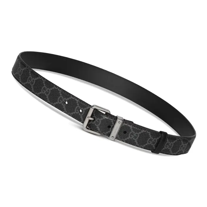 GUCCI Leather Metal Leather Belts Unisex Black Width  3CM-1