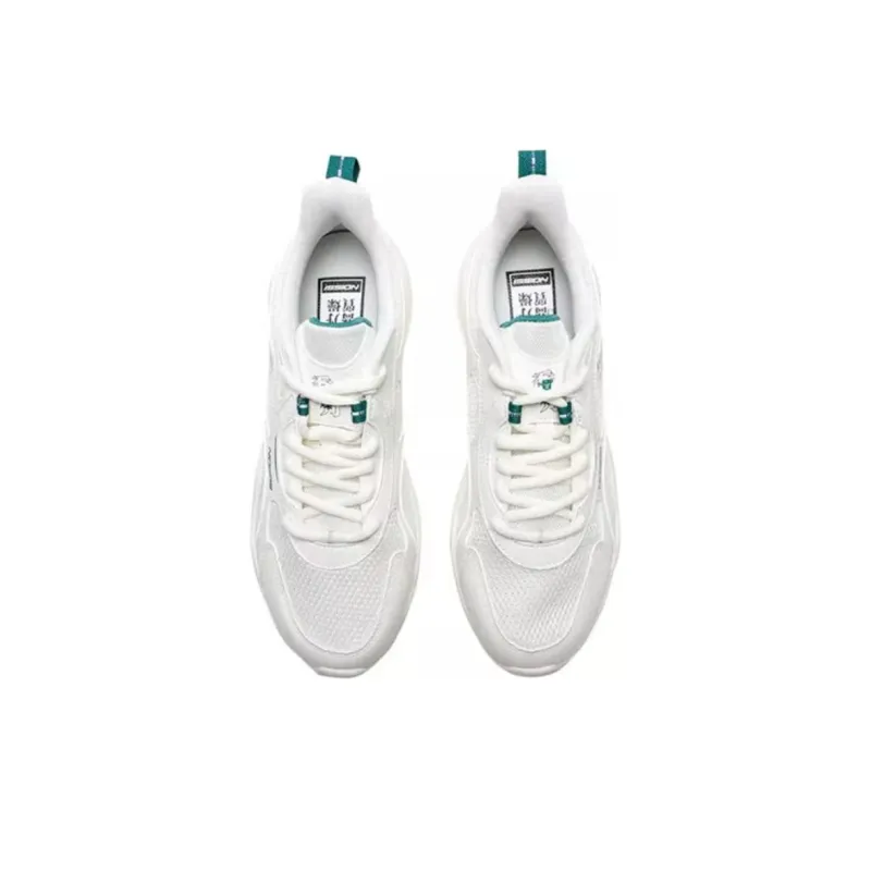 QIAODAN Non slip Wear resistant Shock Absorption Low Top Casual Running Shoes Men's White Green-2