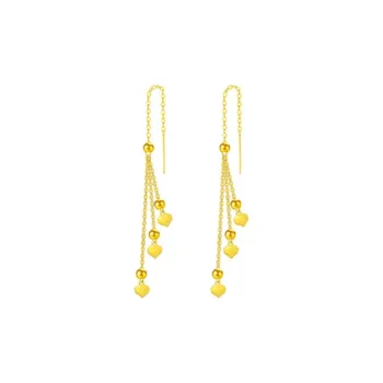 Old Qingyun Silver Building 18K Gold Drop Earrings Women's