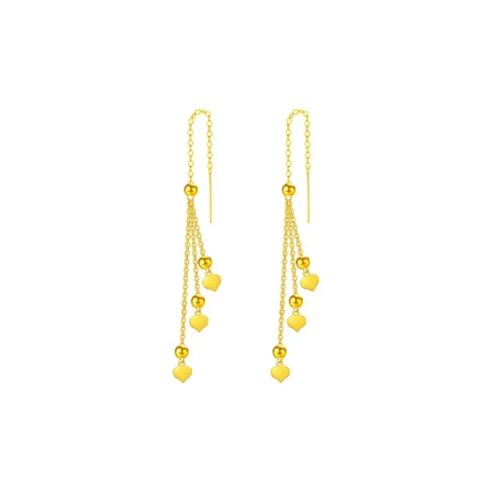 Old Qingyun Silver Building 18K Gold Drop Earrings Women's-0