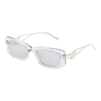 PRADA Acetate Irregular Shape Sunglasses Women's Transparent Gray