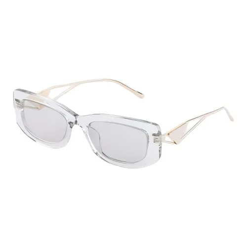 PRADA Acetate Irregular Shape Sunglasses Women's Transparent Gray
