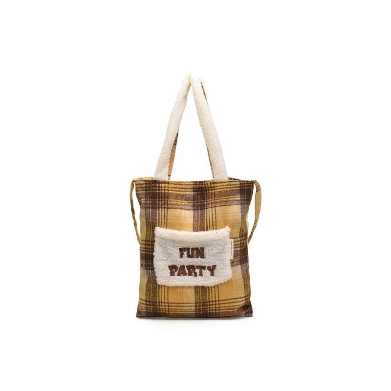 SUN ERATH&U Plush Tote Bag Shopping Bag Shoulder Bags Small Size Women's Red/Yellow-3