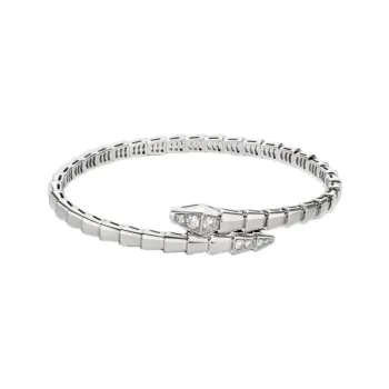 BVLGARI 18K Gold, White Gold, Diamond Bangles Women's Silver