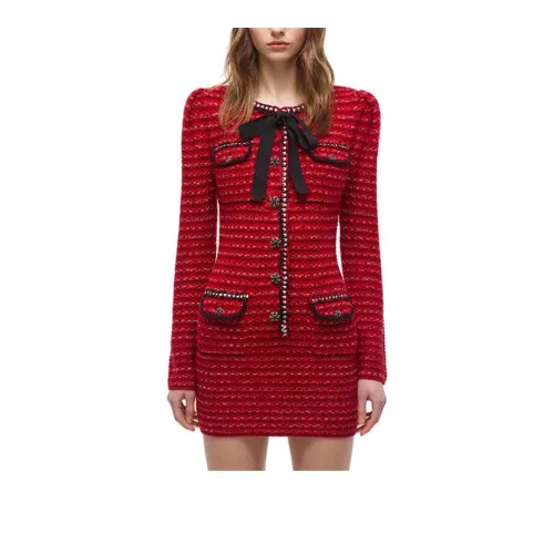 Self-portrait Long-Sleeved Dresses Women's Red