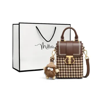 MILLIE'S Fabric, Synthetic Leather Underarm Shoulder Bag, Crossbody Bag, Handbag Regular Women's Khaki & Coffee