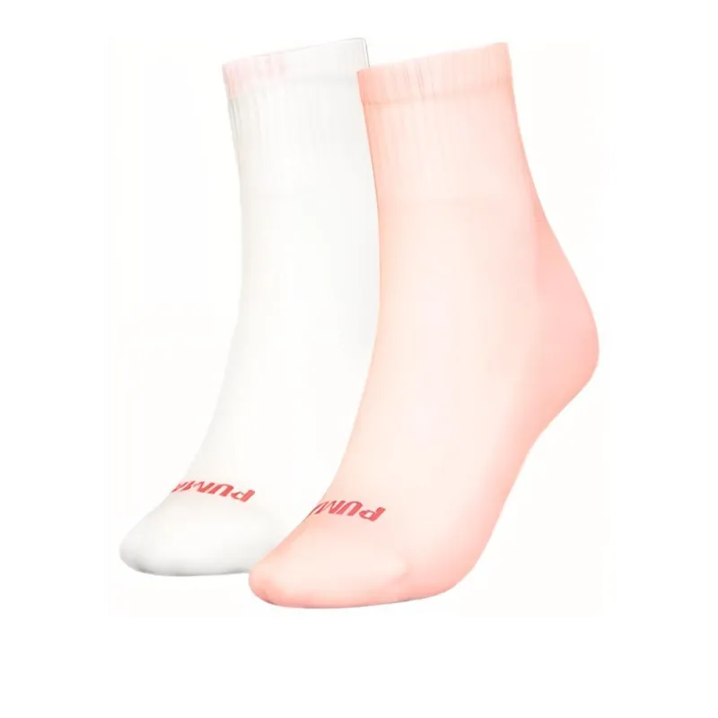 PUMA Women's Heart Short Crew Socks 2 Pack Ankle Socks Women's 2 Pack Light Pink Red-0