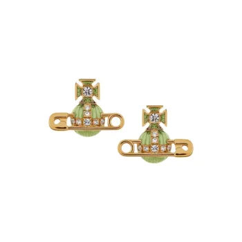 Vivienne Westwood Brass, Crystal Earrings Women's Green