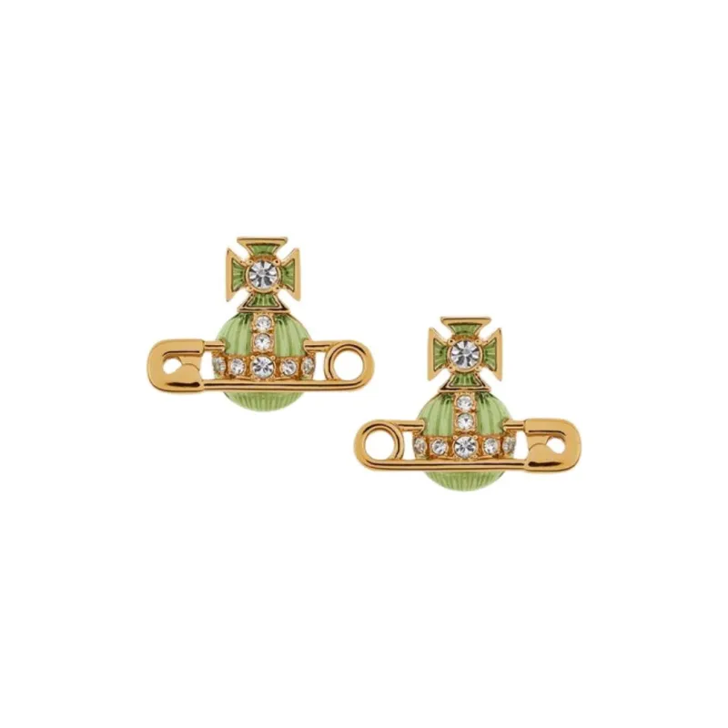 Vivienne Westwood Brass, Crystal Earrings Women's Green-0