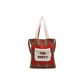 SUN ERATH&U Plush Tote Bag Shopping Bag Shoulder Bags Small Size Women's Red/Yellow