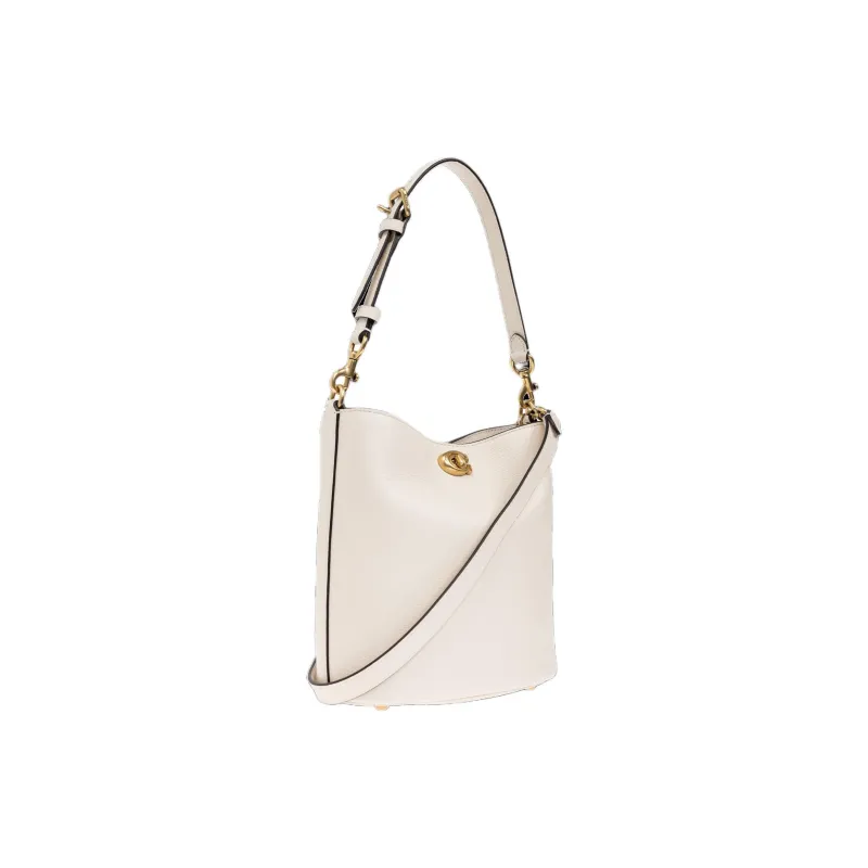 COACH Willow Leather Bucket Bag, Crossbody, One Shoulder Handbag Trumpets Women's Cream-1