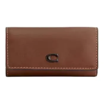 COACH Natural Grained Leather Key Pouch Mini Men's Brown