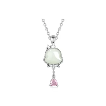 Lao Feng Xiang Necklaces White Jade/Pale Greenish White Jade Unisex