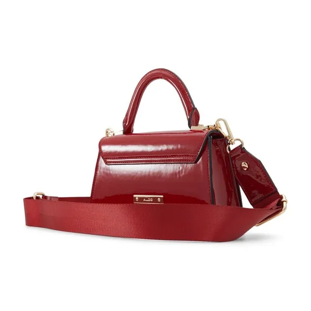 ALDO Artificial Leather Handbag Crossbody Bag Small Size Women's Black/Red-4