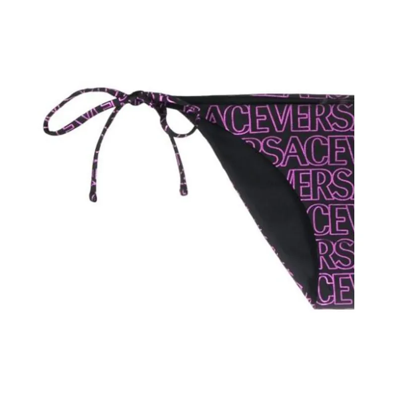 VERSACE Allover Logo Printed Side Tied Bikini Bottoms-4