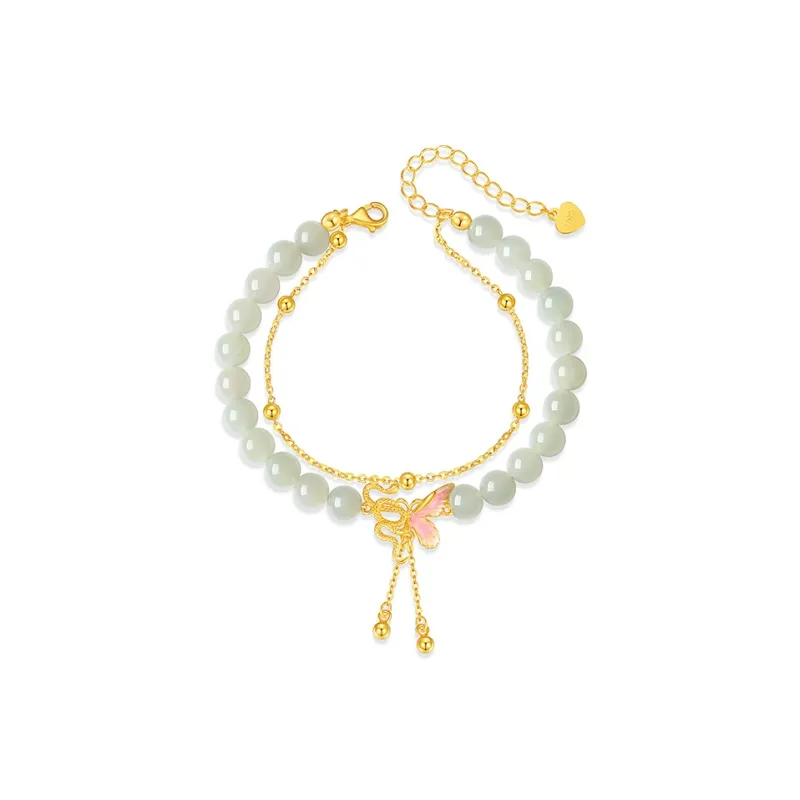 Heart Grass Hetian Jade Bracelets Pale Greenish White Jade Women's-0