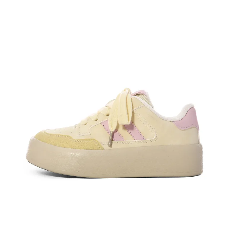 Lovely You Lightweight Wear-Resistant And Slip-Resistant Low-Top Skateboard Shoes Women's Yellow Pink-0
