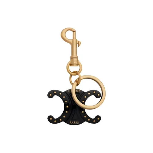 CELINE Plexiglass Gold-Plated Keychains Unisex Black