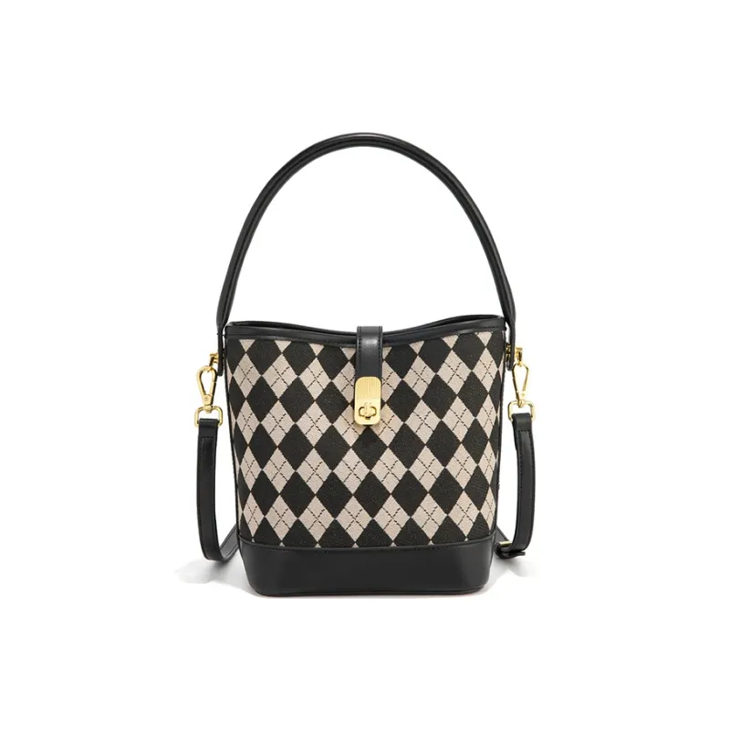CLEVER& KETCH PU Handbag Bucket Bag Regular Women's K Letter Black/Diamond Black-6
