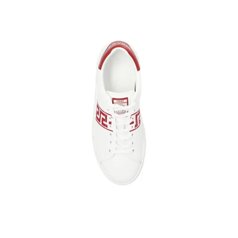 VERSACE Low Top Skateboard Shoes Women's White Red-4