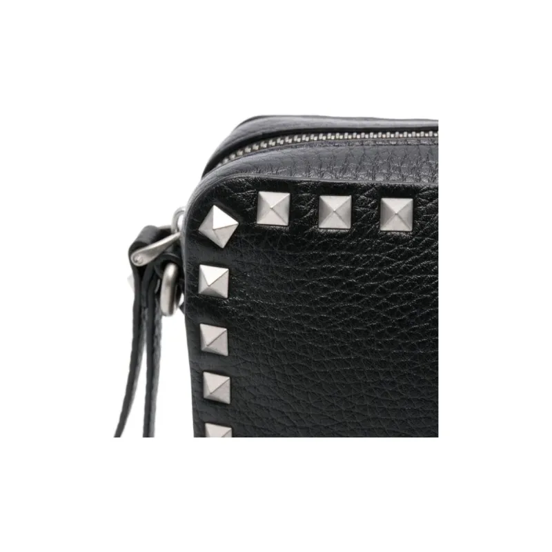 Valentino Calfskin Messenger Bag Shoulder Bag Men's Black-2