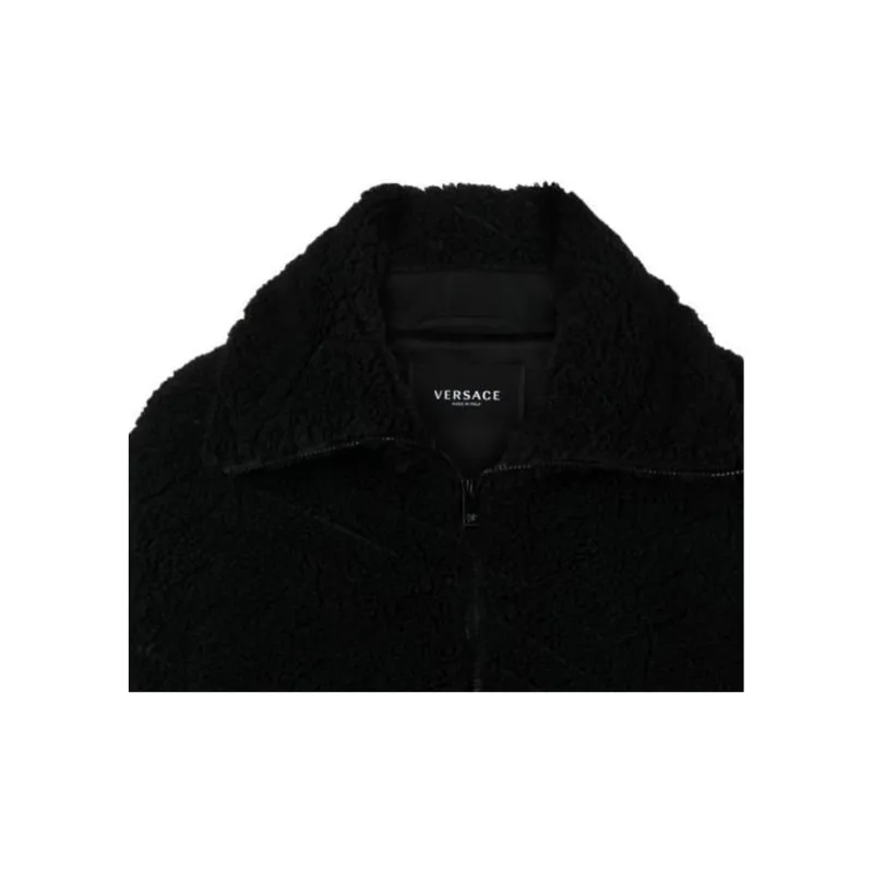 VERSACE Faux Fur Half Zip Jacket-4