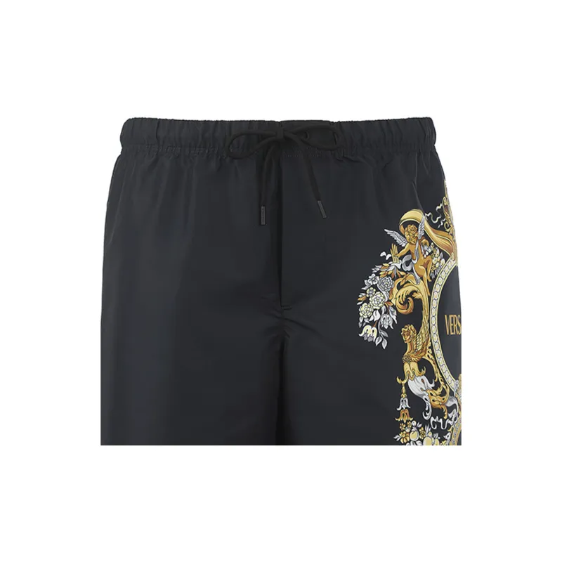Versace Logo Printed Drawstring Swim Shorts-3