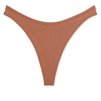 Victoria's Secret PINK COTTON HIGH-LEG THONG PANTY / Caramel Underpants Women's 1 Pack Caramel
