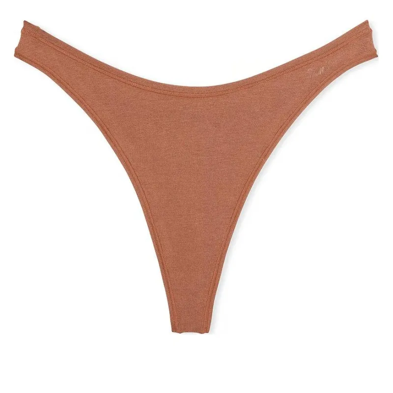Victoria's Secret PINK COTTON HIGH-LEG THONG PANTY / Caramel Underpants Women's 1 Pack Caramel-0
