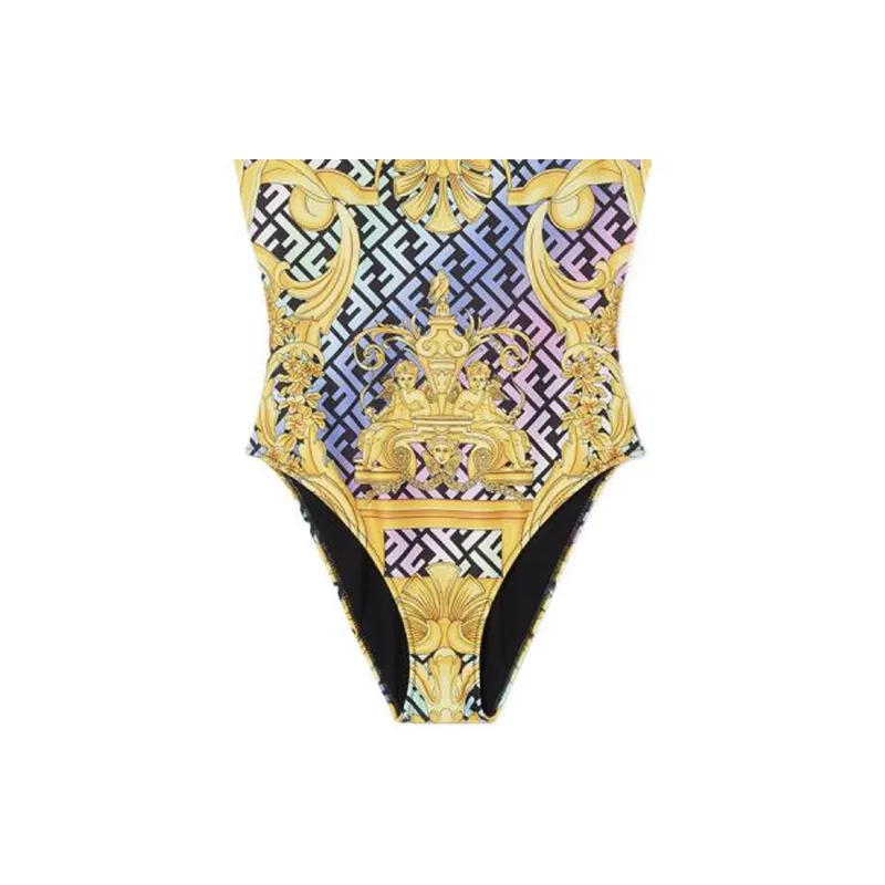 VERSACE x FENDI VERSACE Capsule Collection One piece Swimsuit Women's Yellow-1