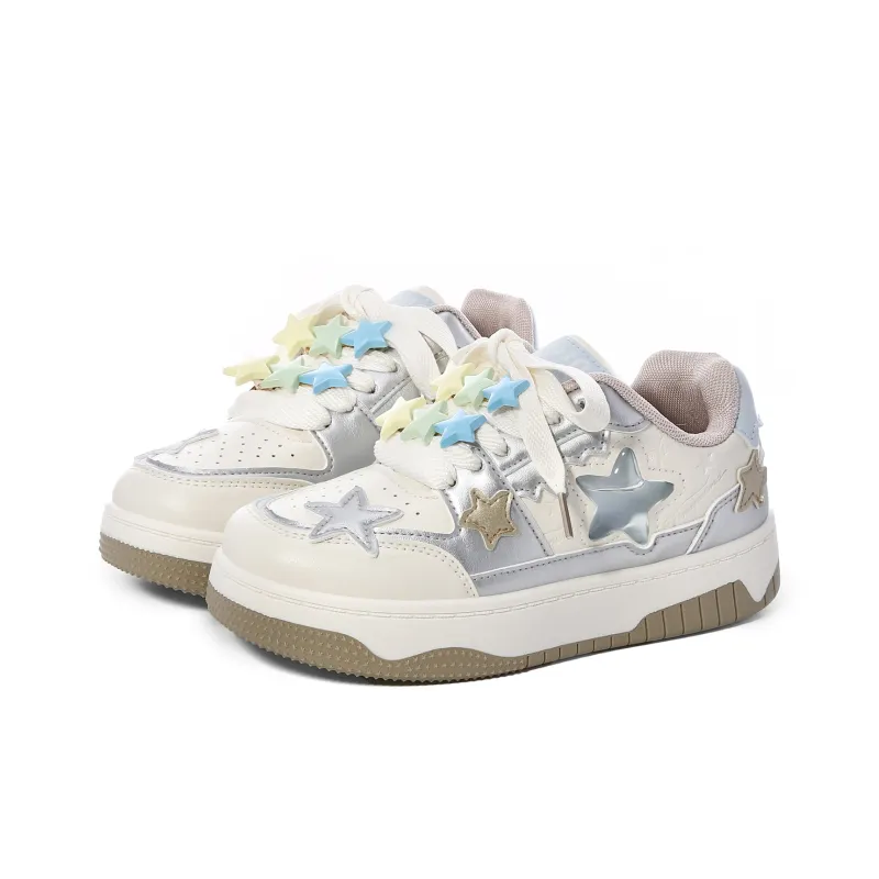 Lovely You Lightweight Low-Top Skateboard Shoes Women's Beige Silver-13