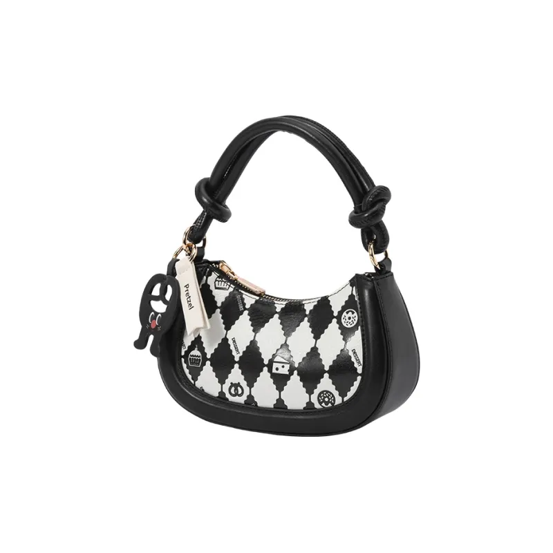 SEM/R PU Shoulder Bag Small Size Women's Black/Ecru/Pink-22