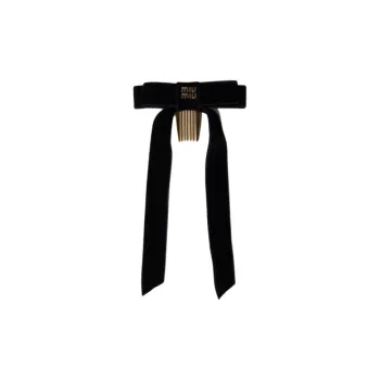 MIU MIU Velvet, Metal, Polyamide Rayon Hair Clips Women's Black