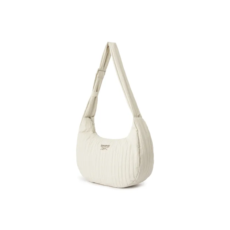 Reebok Fabric Shoulder Bag, Crossbody Bag, Crescent Bag Regular Women's Ecru/Black/Khaki-1
