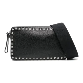 Valentino Calfskin Messenger Bag Shoulder Bag Men's Black