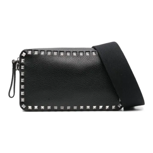 Valentino Calfskin Messenger Bag Shoulder Bag Men's Black