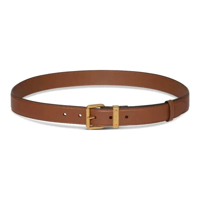 GUCCI Leather Belts Women's Brown Width 3CM-0