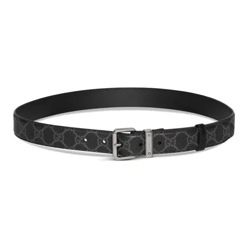 GUCCI Leather Metal Leather Belts Unisex Black Width  3CM