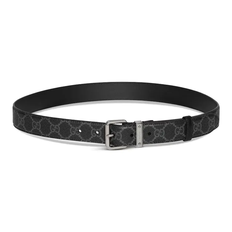 GUCCI Leather Metal Leather Belts Unisex Black Width  3CM-0