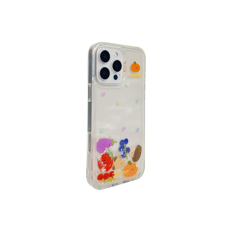 Wei Xin Acrylic Material Glitter Vegetable Slider Phone Cases Compatible With IPhone 16/15 Pro Max/Apple 13/14 Pro/Max-1