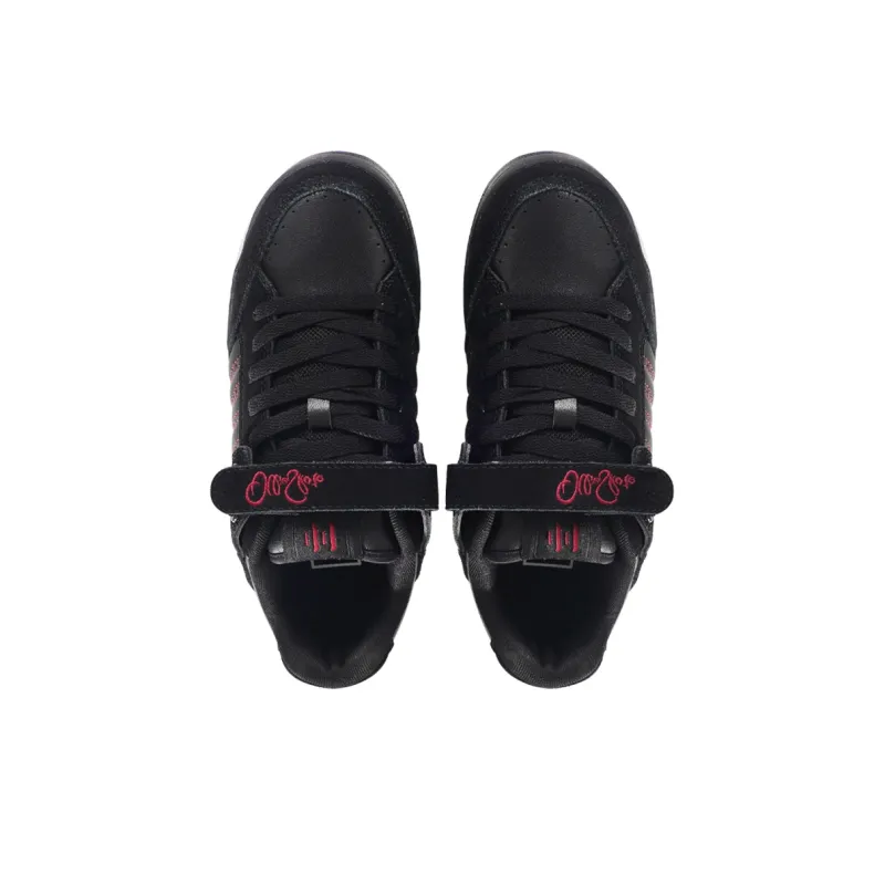 Ollieskate Wear Resistant Height Increasing Low Top Skateboard Shoes Unisex Black Red-3