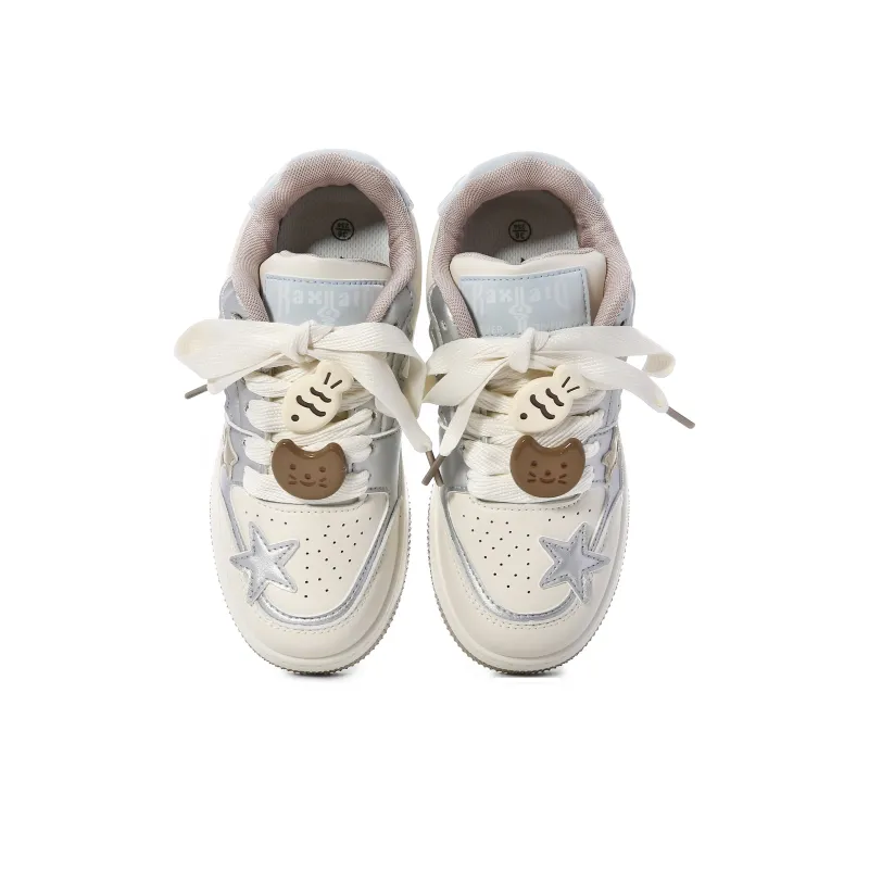Lovely You Lightweight Low-Top Skateboard Shoes Women's Beige Silver-20