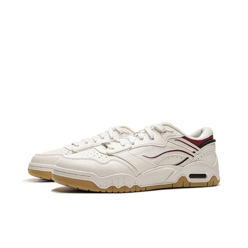 LINING Moon White 3 Skateboard Shoes Men Low Top White Red-2