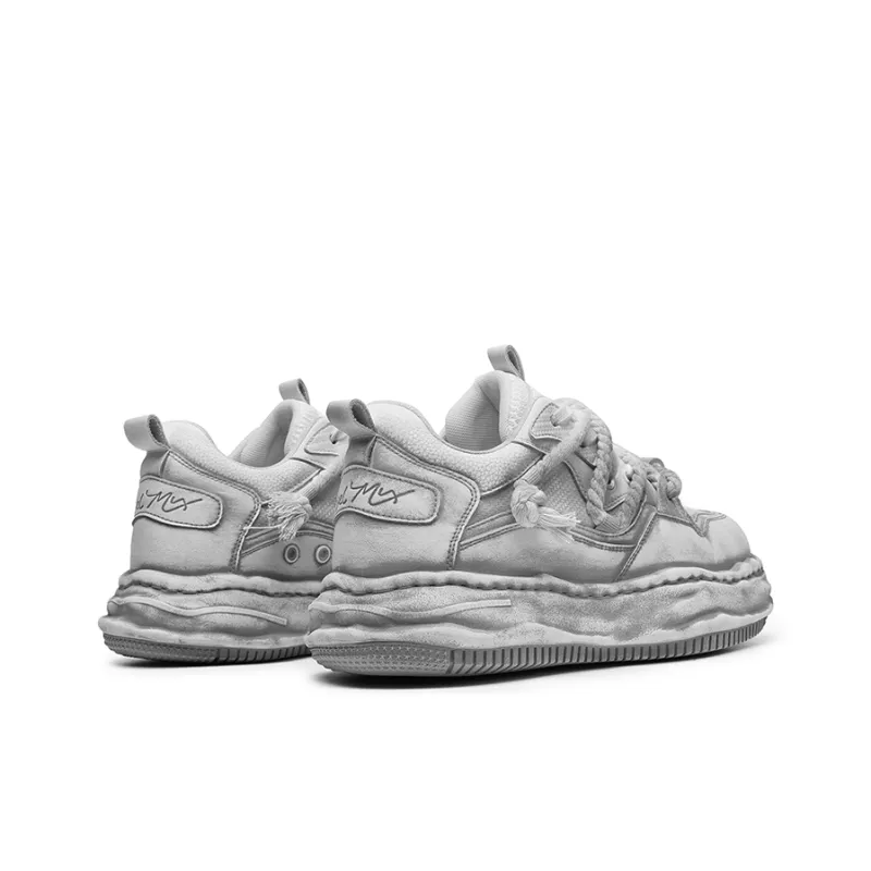 Angelmi Anti Slip Wear Resistant Low Top Skateboard Shoes Unisex White Gray-3