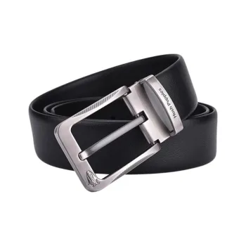 Hush Puppies Cow Leather Belts Men's Black Width 3.8CM