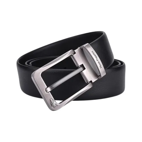 Hush Puppies Cow Leather Belts Men's Black Width 3.8CM