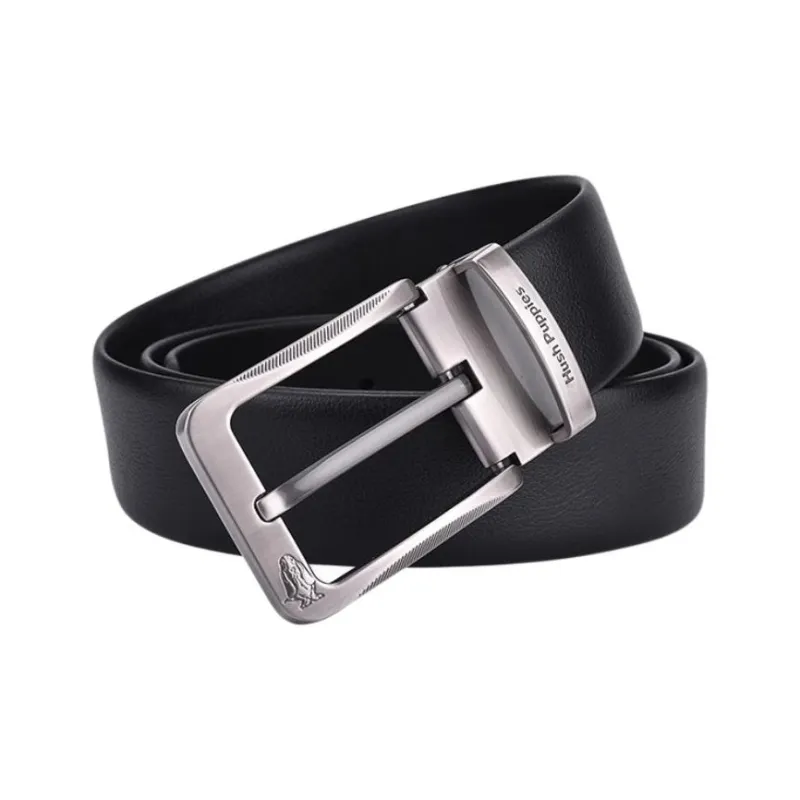 Hush Puppies Cow Leather Belts Men's Black Width 3.8CM-0