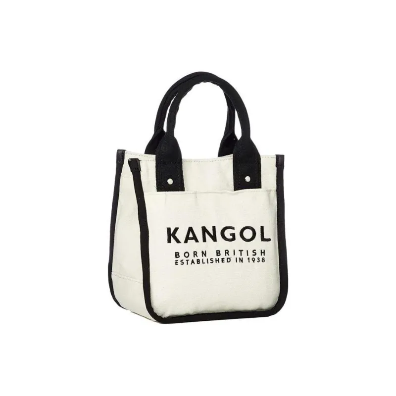 KANGOL Cotton Canvas Canvas Bag Tote Bag Shopping Bag Portable Crossbody Bag Shoulder Bag Small Size Unisex White-4
